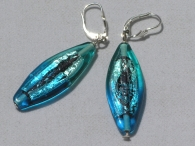 Midnight Hanging Earring long, aqua/turquoise